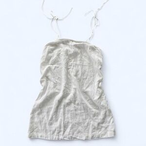 Old Navy white linen mini dress with tie straps Size S